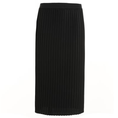 China Other Gowani Elegant Black Pleated Elastic Waist Pencel Midi Skirt for sale