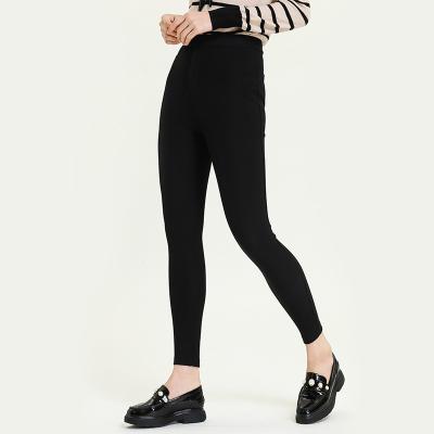 China Anti-Wrinkle Women Winter Stretch Basic Casual Thick Black Skinny Pants for sale