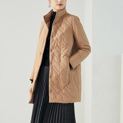 China Winter Women Windproof Cotton Padded Long Jacket High Quality Quilted Solid Long Jacket for sale