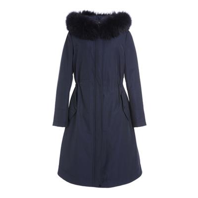 China Winter Windproof Women Down Coat 2 Pieces Warm Fur Hooded Parka Waisted Down Jacket for sale