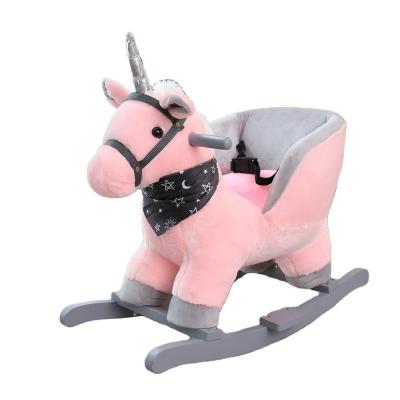 China Ride On Toy Pink Color Plush Baby Rocking Chair With Baby Lullaby Music In Unicorn Shape for sale