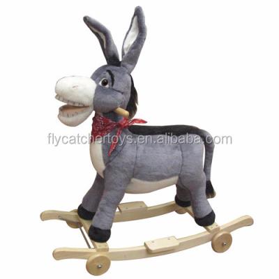 China Ride on Toy Wholesales Plush Donkey Rocking Shape with Moving Ear and Making Donkey Sound for sale