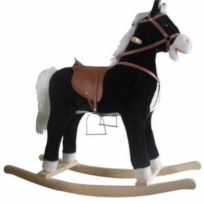 China Ride on Toy New hot sales color plush rockihng black horse FL098-black in great shape for sale