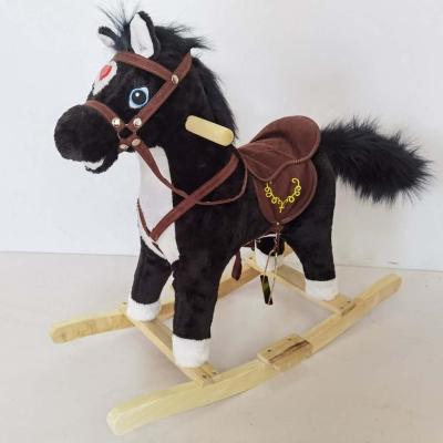 China Hot Sales Fashion Toy New Plush Rocking Horse Ride With Wings FL600-Black for sale