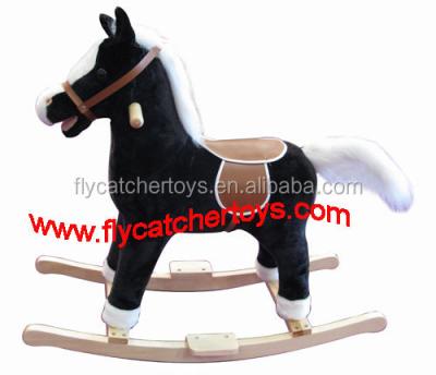 China Ride On Toy Hot Sales FL327with Black Color Plush Rocking Horse Movable Mouth And Wag Tail Function for sale