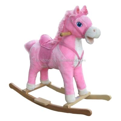 China Ride On Toy FL015 Wholesales Pink Color Plush Rocking Horse for sale