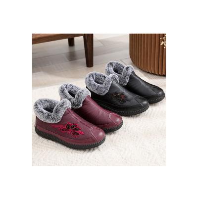 China Best Selling Embroidered Thermal Faux Leather Women To Keep Warm Waterproof Boots Comfortable Casual Boots For Ladies for sale