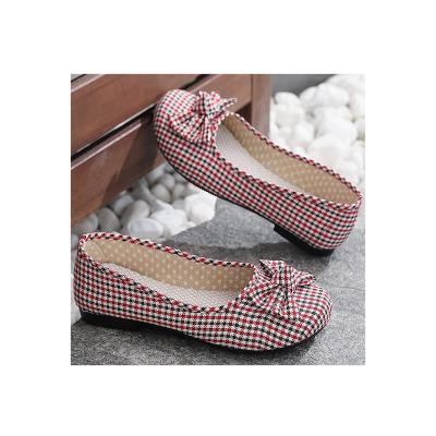 China Factory Wholesale Flat Closed Round Sports Shoes Ladies Ballet Women Used Cloth Shoes Office Bow-knot Female Shoes for sale