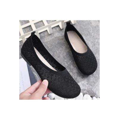 China Net Shallow Flat Round Mouth Knitting Shoes for Women Ladies Shoes Knitted Shallow Mouth for sale