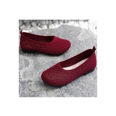 China Wholesale round toe knitted shallow knitted ladies 2022 flight woven mouth shoes women shoes for sale