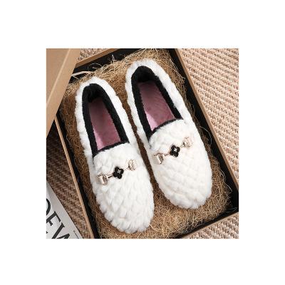 China White Flat Winter Loafers Shoe Platform Loafers Shoes For Women Casual Cotton Loafers Warm Non-slip Flat Shoes for sale