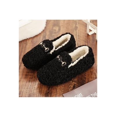 China Flat Autumn winter white loafers shoes for women women s warm non-slip flat cotton doudou shoes for sale