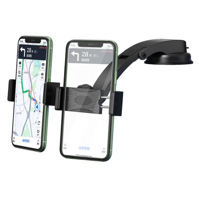 China Car Dual Chuck Adjustable Phone Holder 360 Degree Rotation Folding Center Console Suction Cup Phone Holder for sale