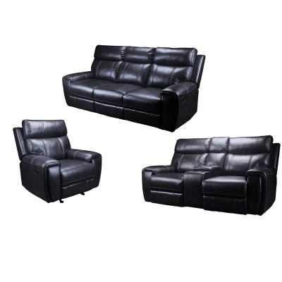 China New Manual Recliner Production Manual Sofa Movement Leather Air Glider 1+2 Sofa Set Custom Production +3 Recliner Set For Home for sale