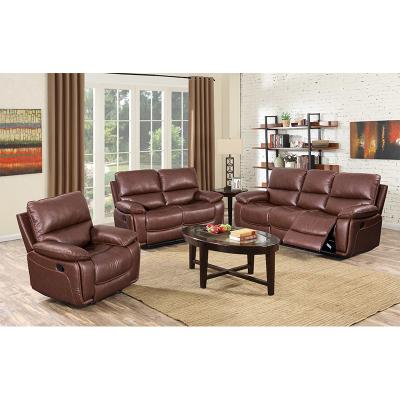 China New Multifunctional Recliner Sofa Set Glider Recliner Chocolate Leather Air Manual 3+2+1 Motion Sofa For Living Room for sale