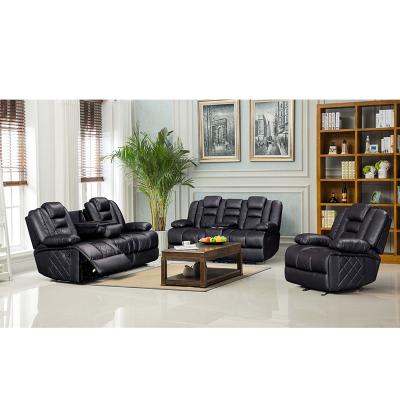 China Custom Production Large Air Recliner 3+2+1 Manual Leather Sofa Set Motion Sofa Custom Production for sale