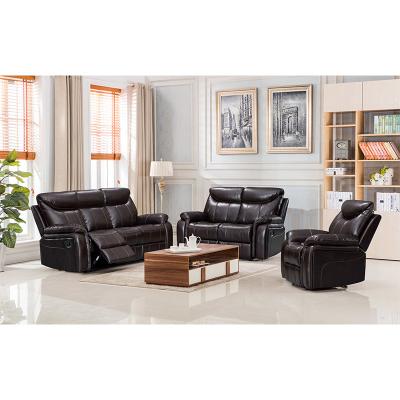 China Manual 3+2+1 Air Recliner COMFORTABLE HOME Black Leather Recliner Sofa Set Motion Sofa For Living Room for sale