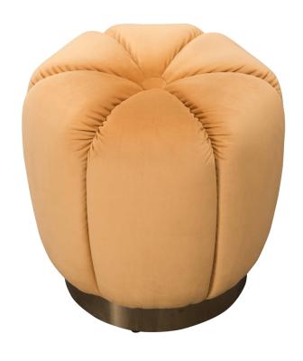 China Customize Sponge Velvet Living Room Furniture Gold Round Stools Custom Modern Orange Stools for sale