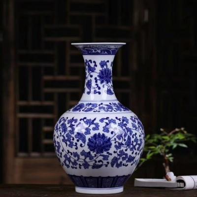 China Traditional High Quality Antique Blue And White Vases Porcelain Ceramic Flower Vases for sale