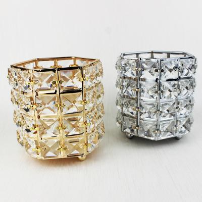 China Fashion Crystal Makeup Brush Holder Storage Bucket Eyebrow Pencil Pen Cup Tool Container for sale