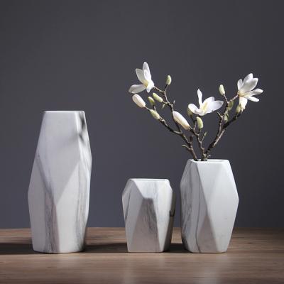 China Modern Wholesale Geometric Figure Marbling Luxury Home Decorative Ceramic Vases for sale