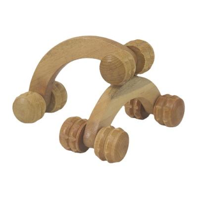 China Durable Customized Eco Friendly Fitness 4 Rollers Body Muscle Relax Wooden Massager Roller for sale