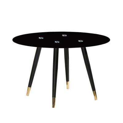 China Modern Design China Supplier Dining Furniture Wholesale Black Modern Glass Top Dining Table for sale