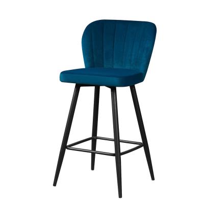 China French Manufacturer Hot Sale Bar Furniture Optional Unique Luxury Colors Velvet Back Base Metal Bar Chair for sale