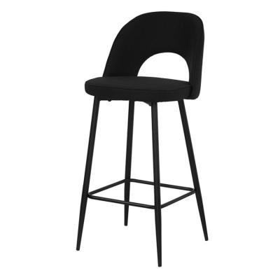 China New Designer Wholesale Modern Vintage Bar Fabric Furniture High Back Black Restaurant Bar Chair for sale