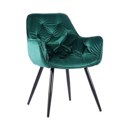 China Factory Supply Good Prices Comfortable Modern Luxury Green Velvet Dining Chairs With Metal Legs for sale