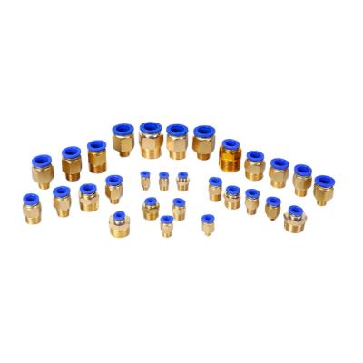 China Hotels Pneumatic Components Brass Male Threaded 1/4 1/8 3/8 Metal Metal Pneumatic Embedding Fittings PC for sale