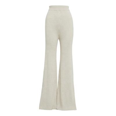 China 2022 Custom Anti-Wrinkle Fashion Women Fit Casual Pants Flare Pants Chunky Ribbed Knit Wide Leg Pants for sale