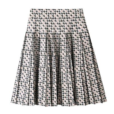 China Factory Summer High Waist Custom Made Jacquard Breathable Knit Pleated Women's Mini Skirt for sale