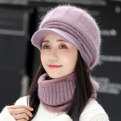 China 2021 Square gorros y bufandas OEM/ODM cotton winter hats and custom mecerized scarf knitting set for women for sale