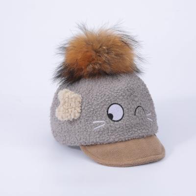 China 2021 new york furry baseball cap topi hat anak OEM/ODM toddler funny pom pom boboiboy custom made eco-friendly furry for kids boy and girl for sale