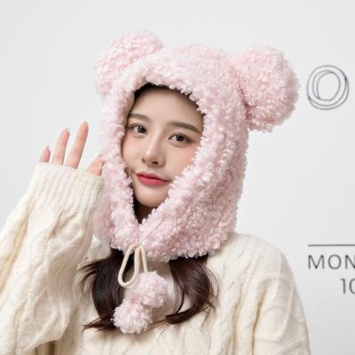 China JOINT Cowls and Scarves pour OEM/ODM Ladies Lambswool Winter Bear Hat and Scarf Matching Set for sale