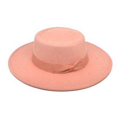 China Fashion\Comfortable\Durable Classic Vintage Wide Brim Women Wool Felt Straw Hats With Belt Bowknot Panama Feltro Hat Sombreros Fieltro Jazz Cap for sale