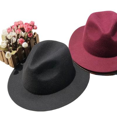 China 2021 Wholesale plush 100% wool fadora OEM/ODM sombrero fieltro quality Panama felt hat cowboy kids jazz hats for sale