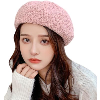 China Fashion Berret Hat Woman OEM/ODM Solid Color Faux Fur Designer Wool British Artist Berets Hat For Ladies Girls for sale