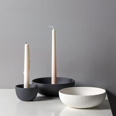 China Forest home direct black factory decoration candlestick holder porcelain ceramic candle holder for home decoration for sale