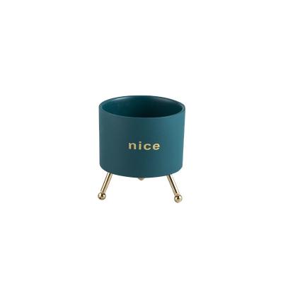 China Modern New Product Matte Ceramic Pot Wholesale Cheap Minimalist Ceramic Pot With Gold Rim for sale