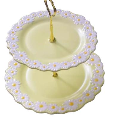 China High End Customizable Vintage Ceramic Dessert Dish Top Quality Ceramic Dessert Dish With Flower Printing for sale