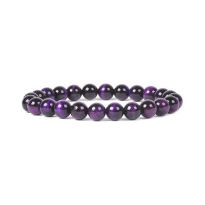 China BOHIME Tiger Eye Bracelet Natural Gemstone Purple Genuine Bead Bracelet for sale