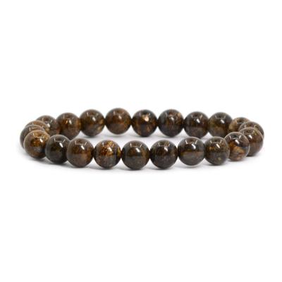 China Genuine Bronzite Bracelet BOHEMIA Gold Brown Natural Stretch Gemstone Beads Bracelet for sale