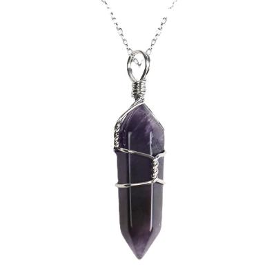 China Religious Hand Cable Healing Crystal Point Chakra Pendant with Chain Necklace for sale