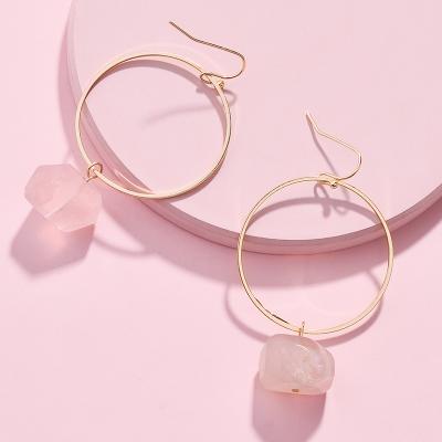 China Simple Female Exaggerated Dangling Drop Earrings For Ears BOHEMIA Fashion Natural Geometric Gemstone for sale