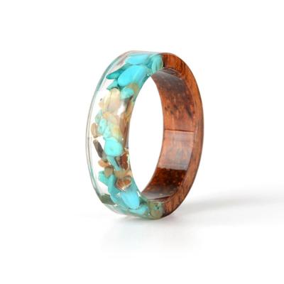 China La BOHÊME Ring Dried Flowers DIY Resin Wood Ring for sale