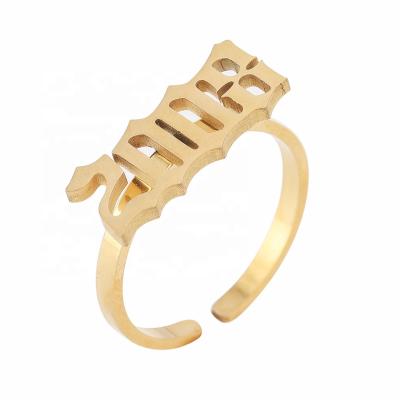 China Hiphop Personalized Digital Birth Year Shaped Stainless Steel Adjustable Rings For Women for sale