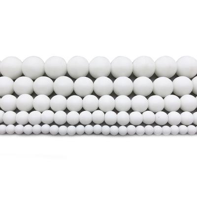 China Matte Ceramic White Stone Beads natural for solar system bracelet jewelry making 4mm for sale