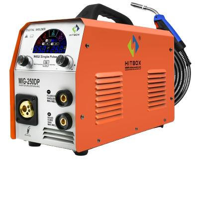 China HITBOX MIG250DP Multifunctional Aluminum Welder 5 in 1 MIG CO2 MIX Gas Lift CAT Muttahida Majlis-e-Amal ARC Inverter Welding Machine Gasless Digital Display for sale